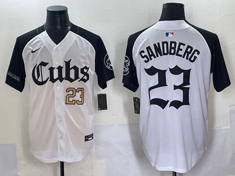 Men 2025 Chicago Cubs #23 Sandberg White black Five generations Joint Name Nike MLB Jersey style 6235